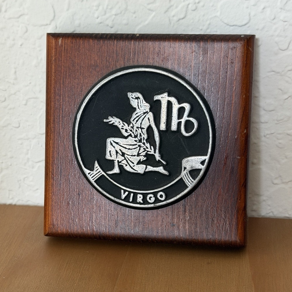 Vintage Virgo Zodiac Sign Wall Plaque Decor Art Astrology Witchy Maiden Wood